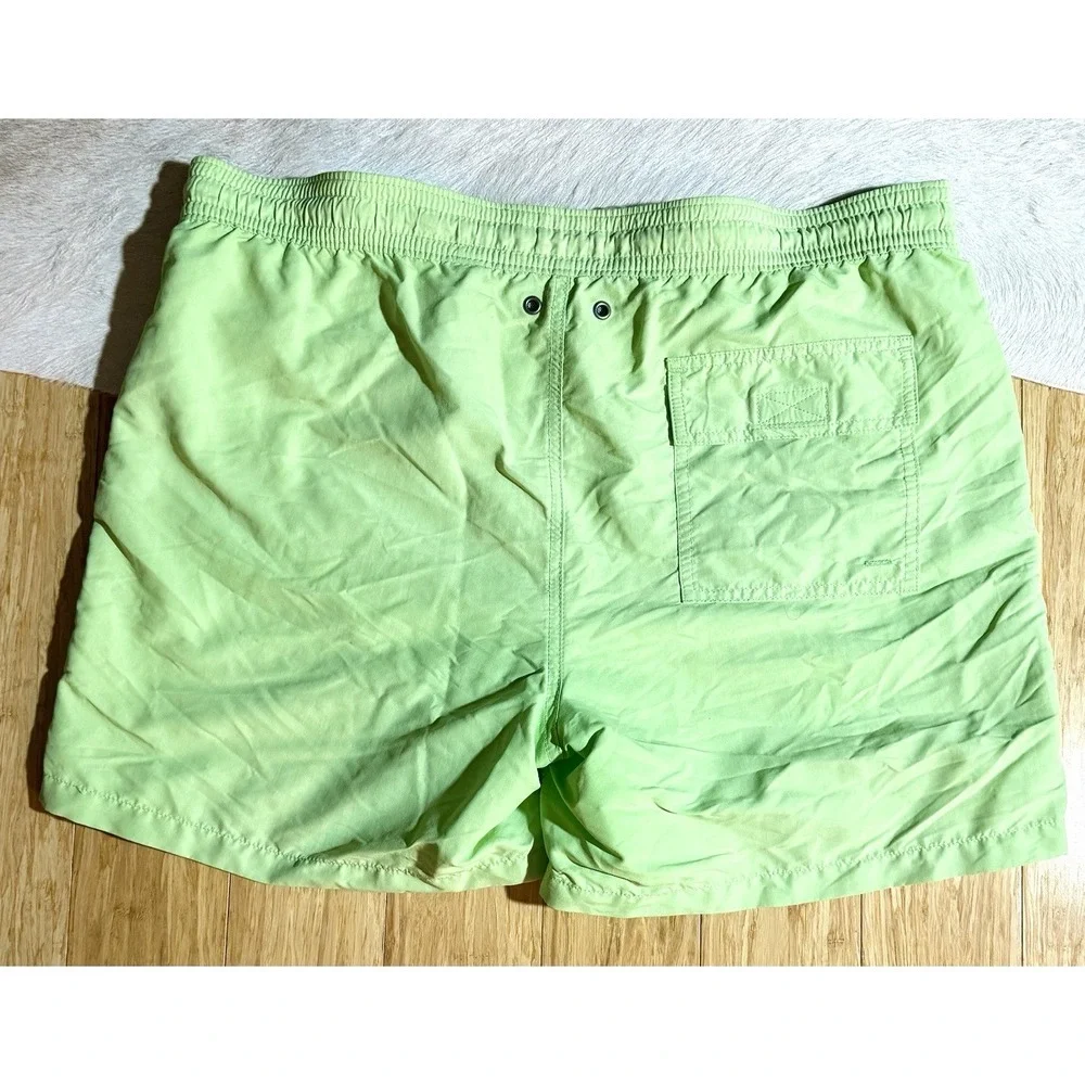 POLO RALPH LAUREN Men's Lime Green 80's Style Swim Trunks Board‎ Shorts Sz Large